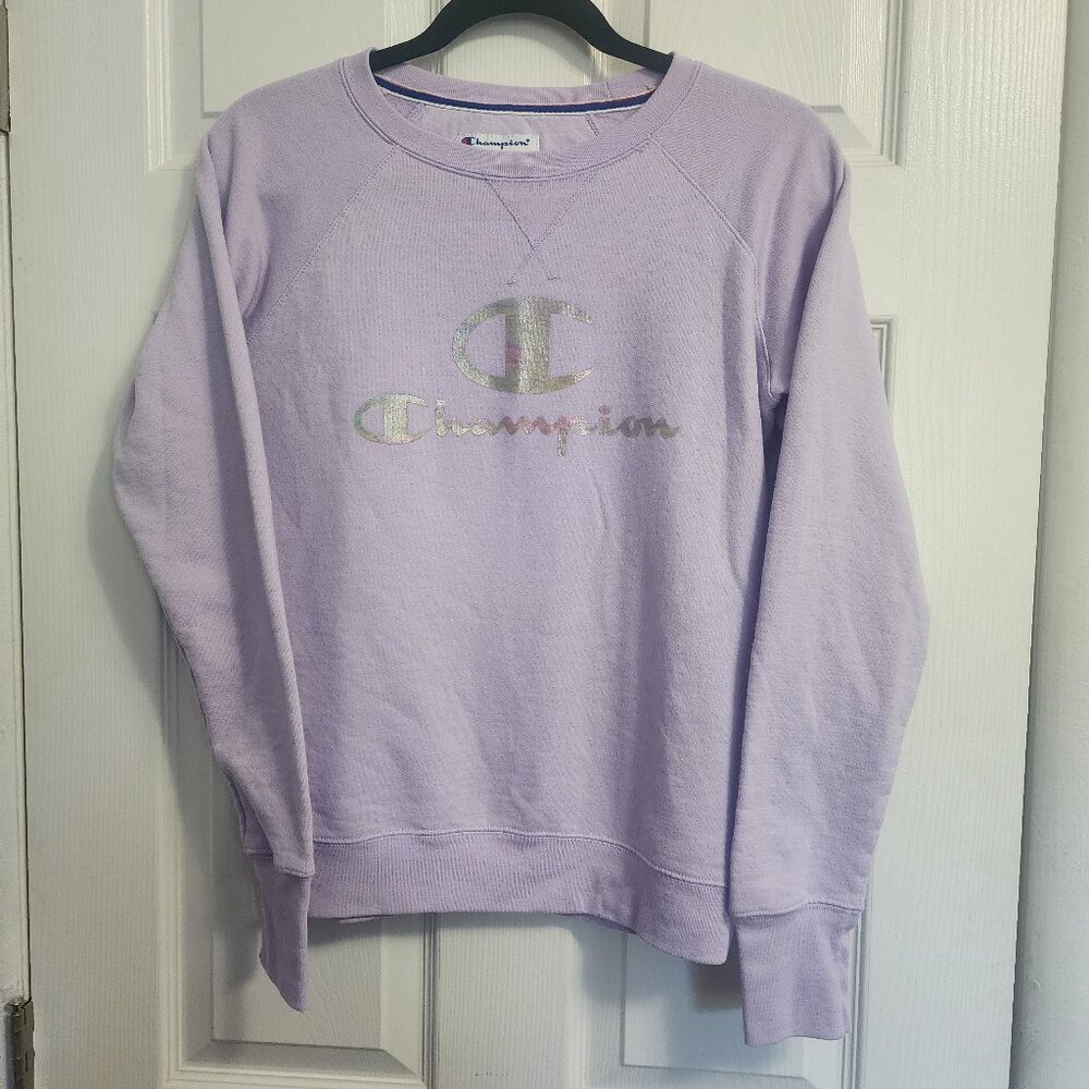 Champion Holographic Logo Crewneck Sweatshirt Purple S (Sku A1)